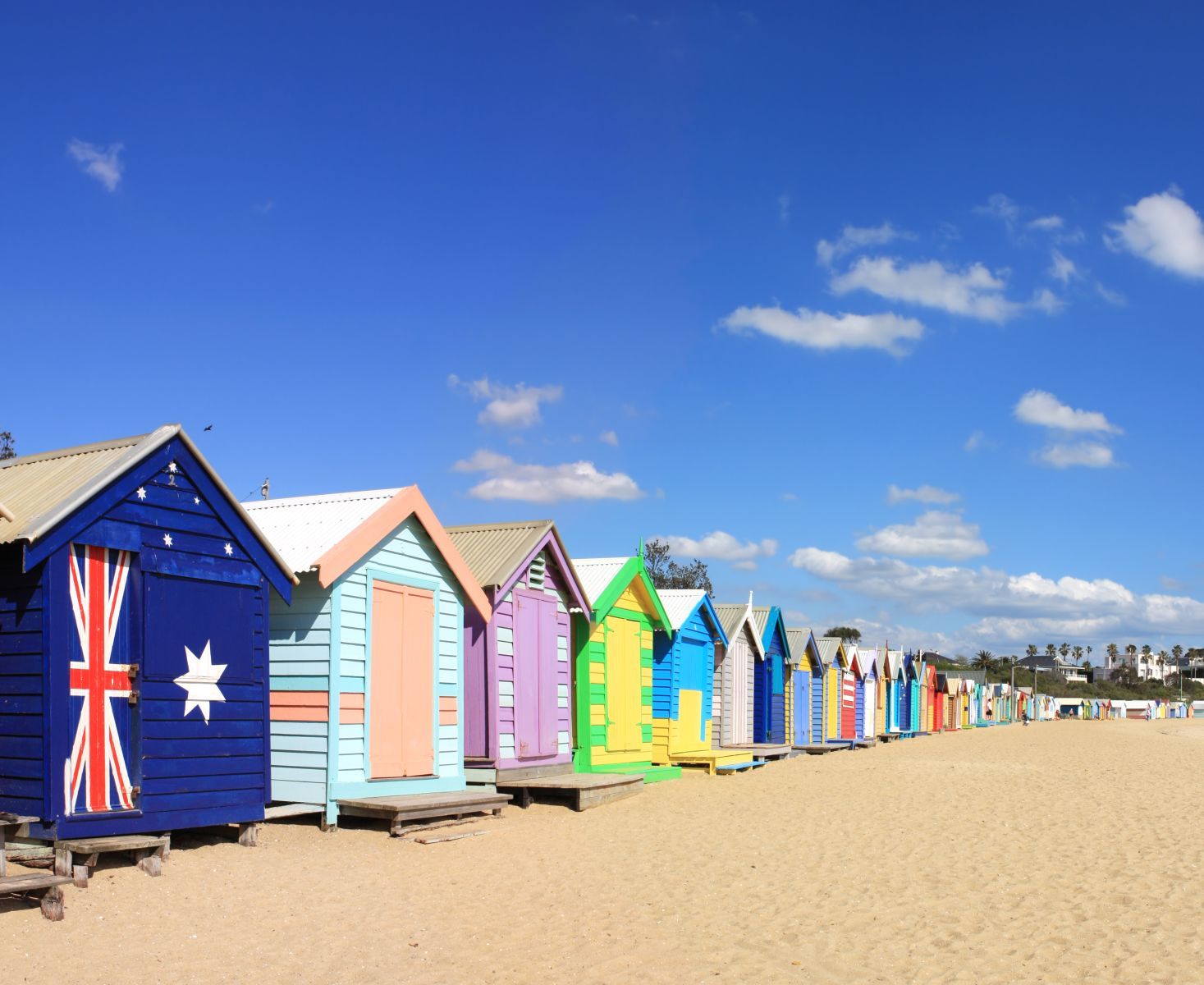 Bunte Häuser am Brighton Beach, Melbourne