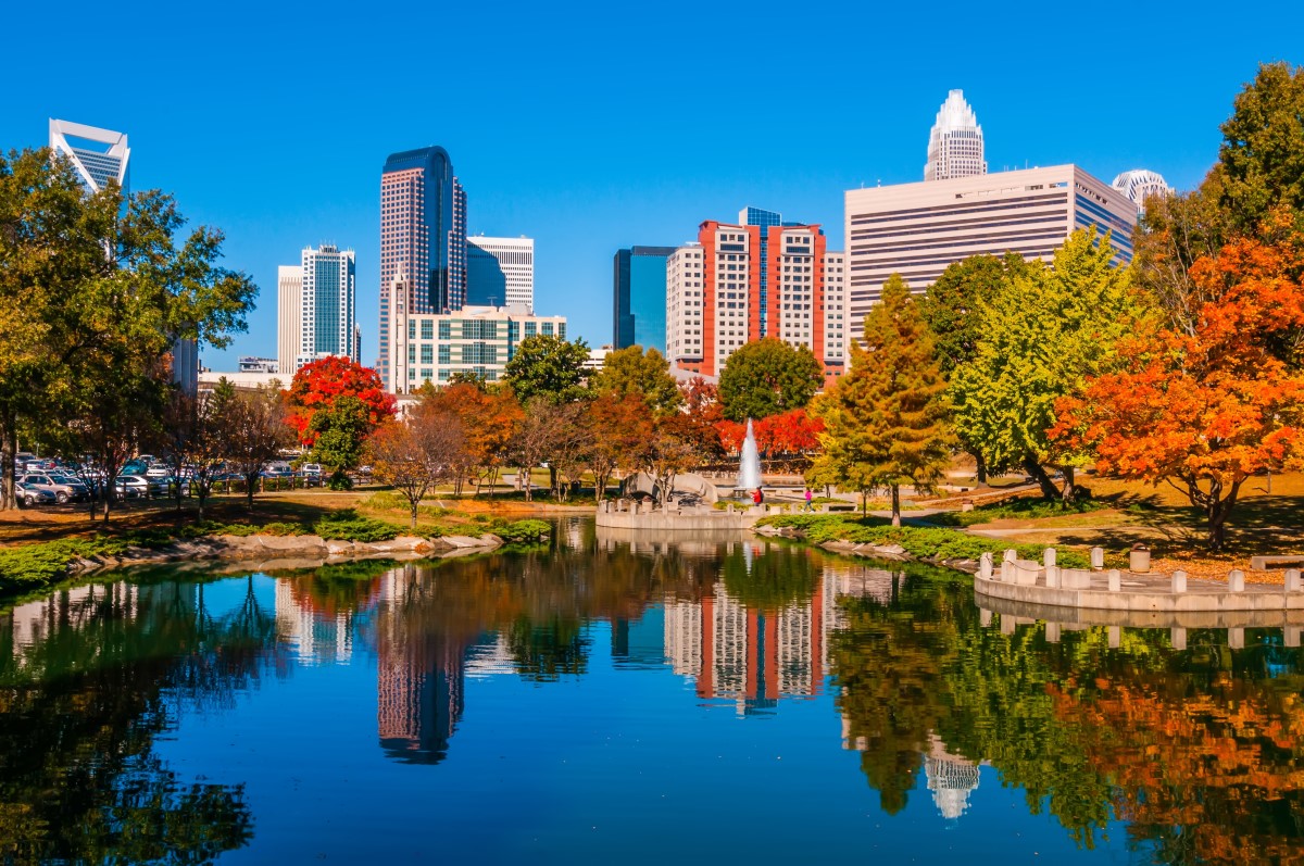Charlotte Skyline aus dem Marshallpark