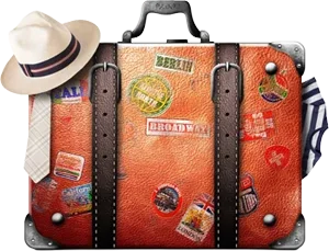 Reisekoffer mit Aufklebern